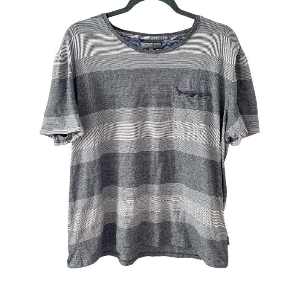 Ted Baker grey striped short sleeved shirt